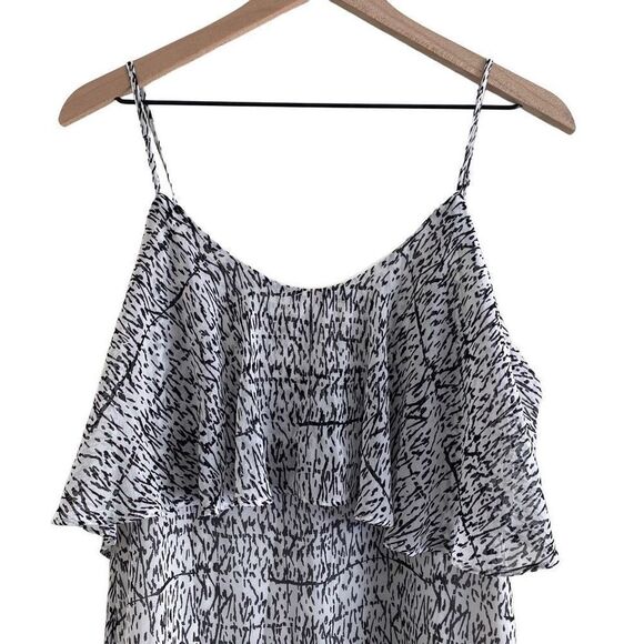 BCBGeneration Small Black White Sundress High Low Handkerchief Spaghetti Strap - Picture 3 of 10